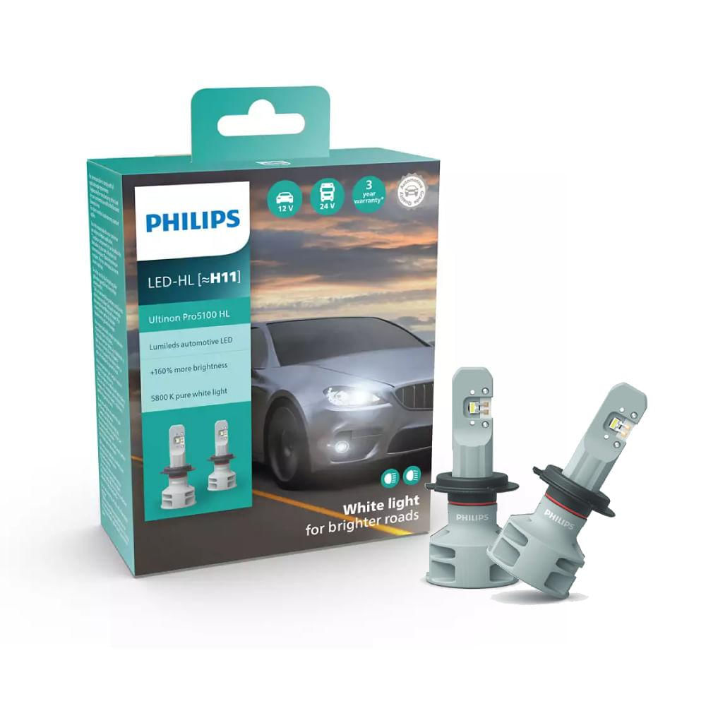 Par Lâmpada Automotiva Philips LED H11 11362U51X2