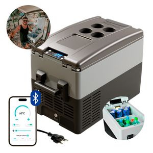 Geladeira Portátil P/Viagens 31 Litros 12v/24v Resfriar Cinza C/Bluetooth