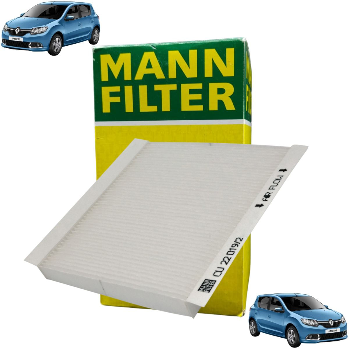 Filtro Cabine Ar Condicionado Sandero Logan Duster 2008 a 2020 MANN-FILTER CU22019/2