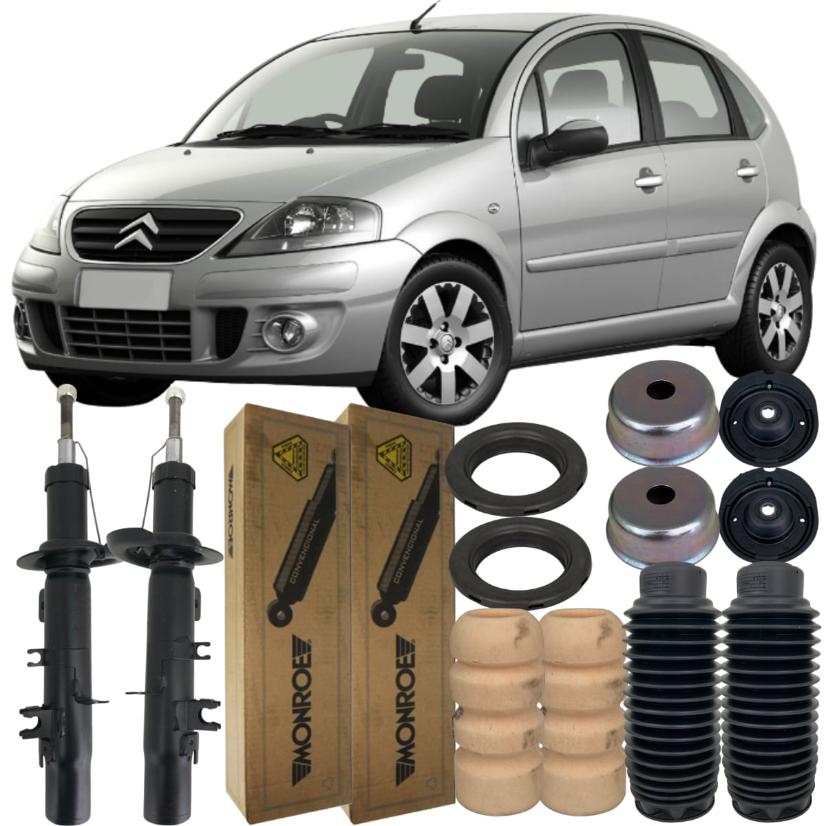 Kit Amortecedor Dianteiro Citroen C3 2002 A 2013 Monroe