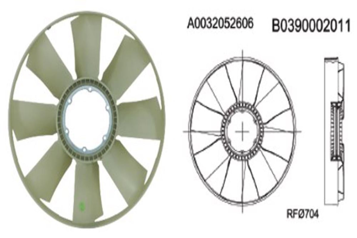 HELICE RADIADOR MOTOR MBB ATRON OM457LA IVECO EUROTRAKKER 704MM
