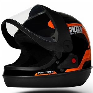 Capacete Sport Moto 788 Tam Preto e Laranja Tork 56
