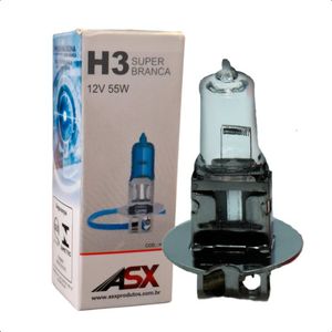 PAR LAMPADA FAROL ASX2303 H3 12V 55W SUPER BRANCA H3SB ASX