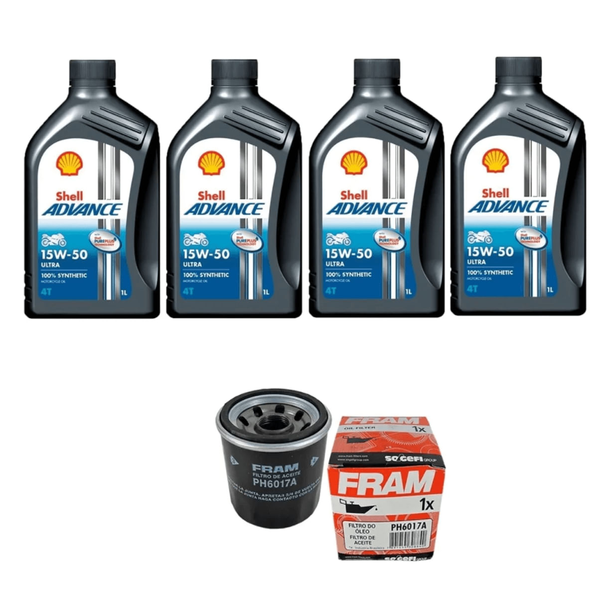 4 Oleo Moto Shell Advance Ultra 15w50 + Filtro Fram Ph6017a