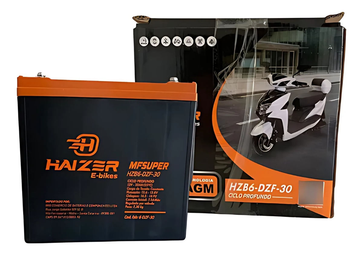 Bateria 30ah 12v Bike Elétrica Haizer Gel Vrla