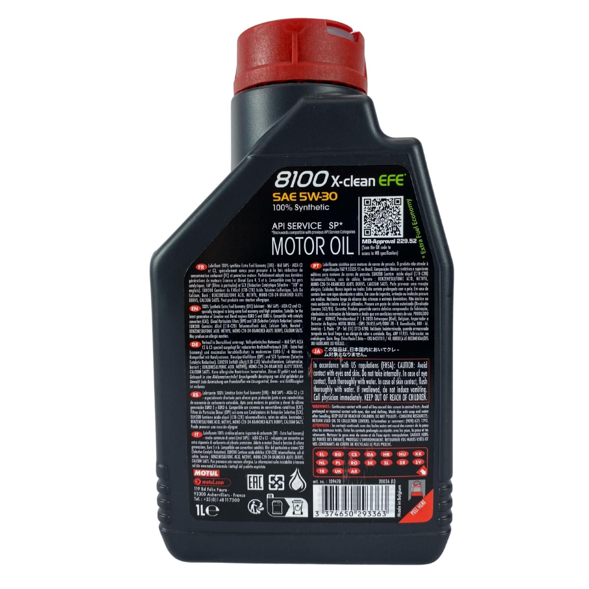 Olio Motore Motul 8100 X-CLEAN EFE 5W-30 1 Litro – 100% Sintetico Per BMW, Fiat, Mercedes, Opel, VW