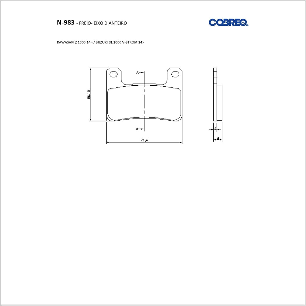 Ka.no.u Pastilha Dianteira Cobreq N 983 Kawasaki Ninja ZX-10R 2008-