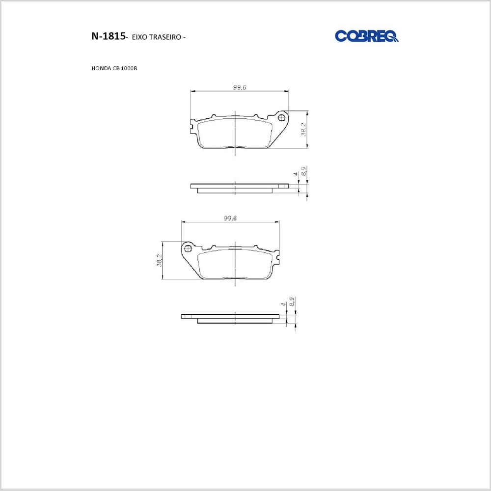Pastilha de Freio Honda Cb 1000R/Vfr 1200F Cobreq N-1815