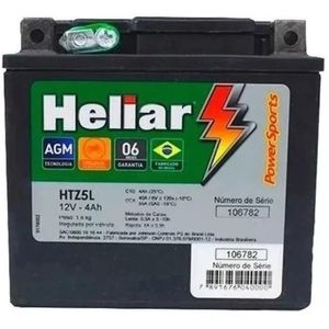 Bateria Moto HTZ5L CG 125/160 NXR 125 Heliar 4Ah Selada