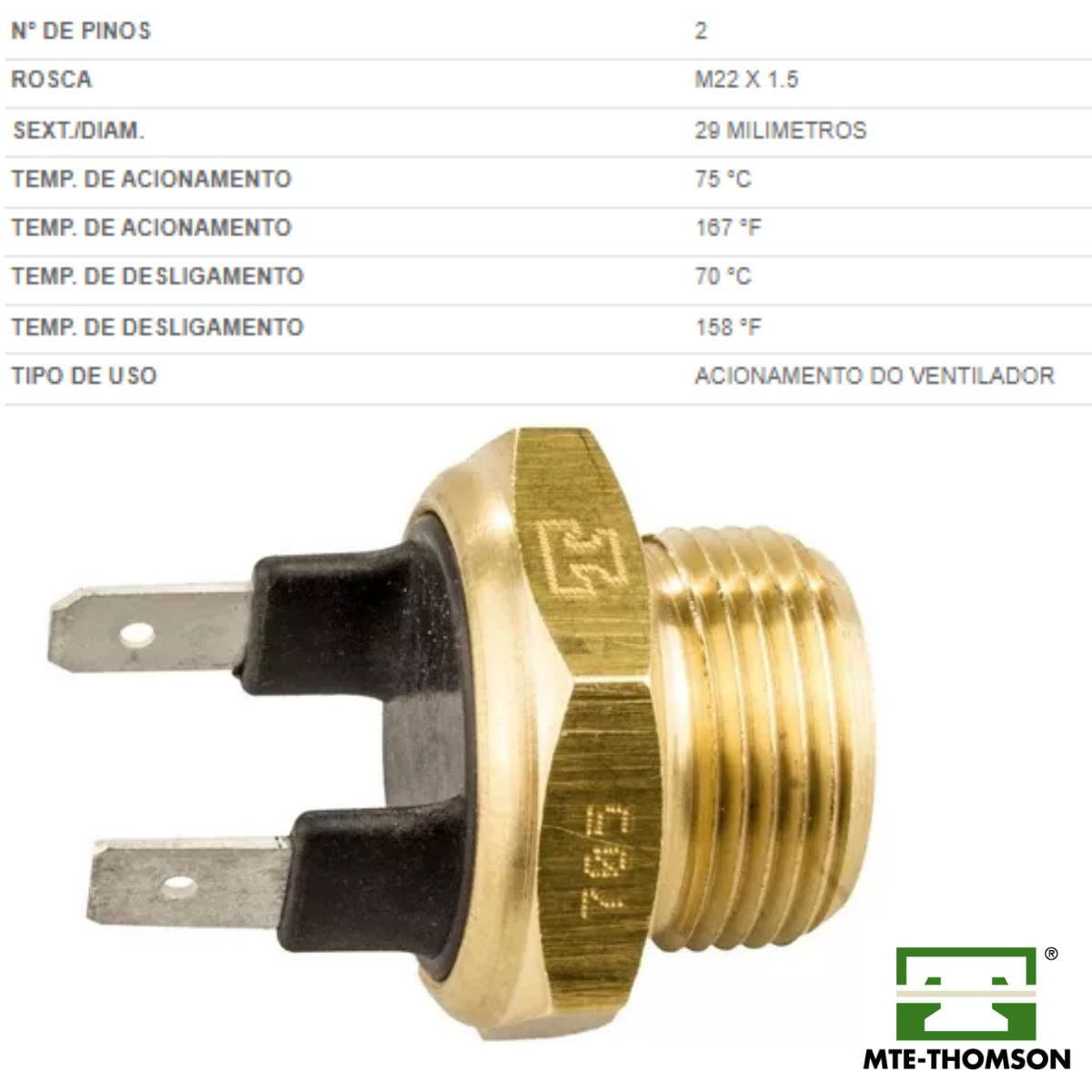 705.75/70 - Termo Interruptor 75/70C - Universal - Mte-Thomson