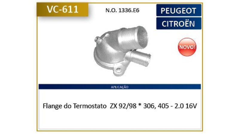 Vc611 - Conexao Termostato - 306/405 2.0 16V Zx 92/98 - Valclei
