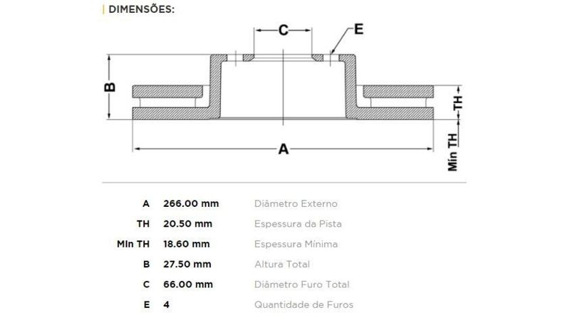 Bd4697 - Disco Freio Diant Ventilado 266Mm - 206 1.0 16V 00 Em