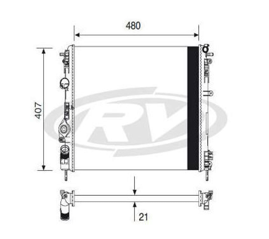 12900 - Radiador Aluminio S / Ar - Logan 1.0 16V / 1.6 16V 07 Em