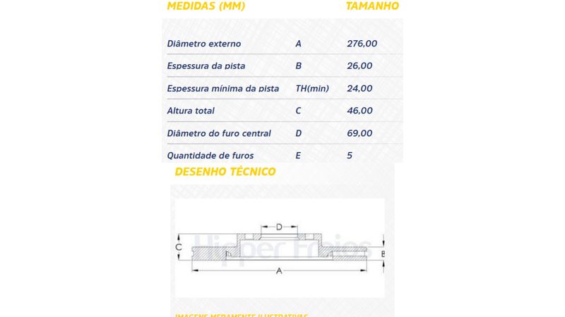 Hf208D - Disco Freio Diant Ventilado S/Cubo 276Mm - Lancer 2.0 10