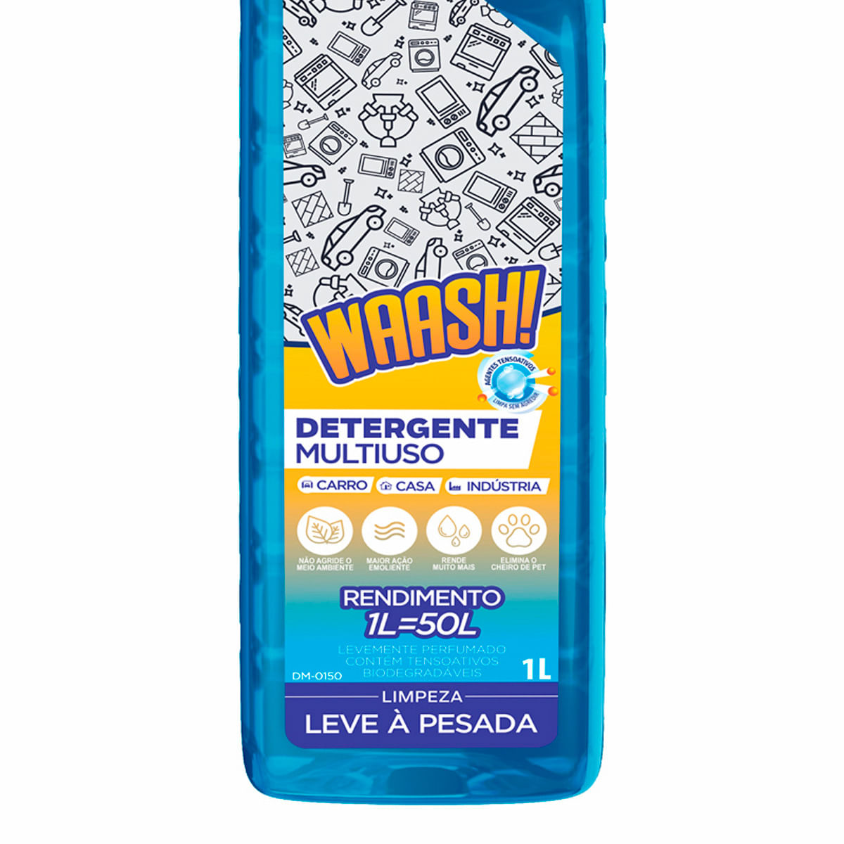 Dm0150 - Detergente Multiuso Waash 1L - Multiuso Limpeza Leve E