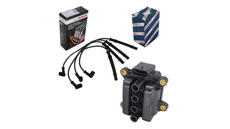 Kit Bobina E Cabo De Vela Sandero Logan Clio 1.0 16v Bosch