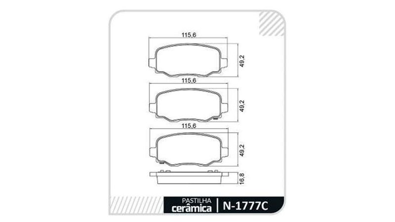 N1777C - Pastilha Freio Tras Ceramica - Compass 17 / Renegade 15