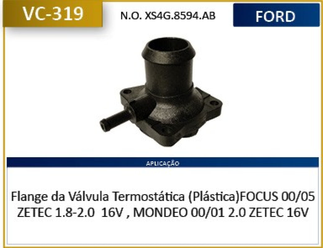 Vc319 - Carcaca Termostato Plastica - Focus 00 / 05 Zetec 1.8
