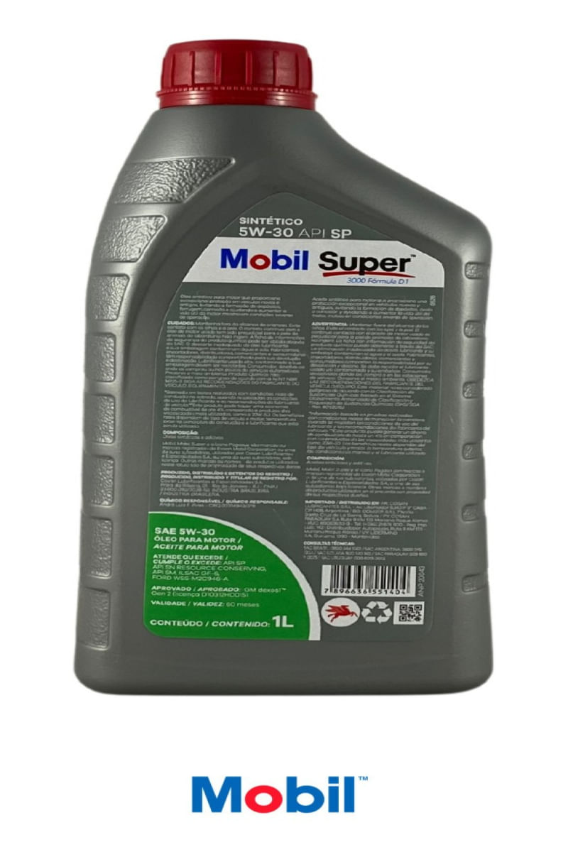 Óleo Motor Mobil 5w30 Sintético Dexos1 Api SP Plus 1 Litro