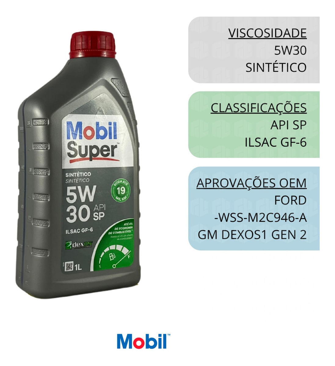 Óleo Motor Mobil 5w30 Sintético Dexos1 Api SP Plus 1 Litro